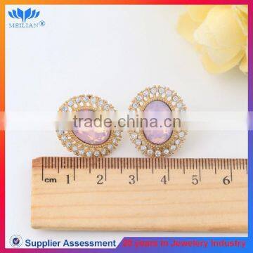 Fashion Design Pink Color Rhinestone and Metal Stud Earrings for Women photo-3