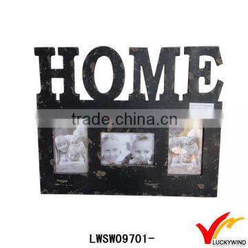 "'HOME" Wood Distressed Wall Mounted Black Home Decorated Photo Frame