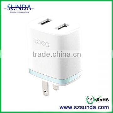 private mold dual port 5v 2.1a 2.4a wall usb charger for mobile phone