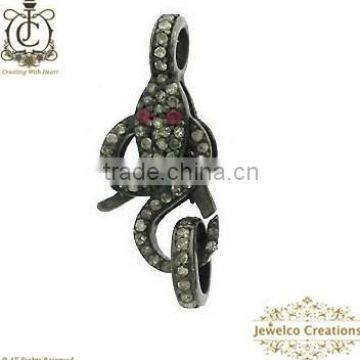 925 Silver Diamond Snake Lock & Clasp, Diamond Findings, Victorian Jewelry Manufacturer