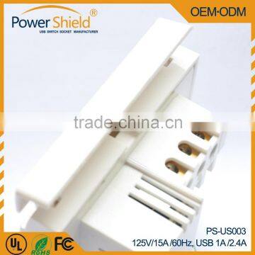 2015 Latest Type A/B America 1 AC Power Jack Outlet + 2 DC USB Wall Socket 5V / 4.8A UL FCC ETL