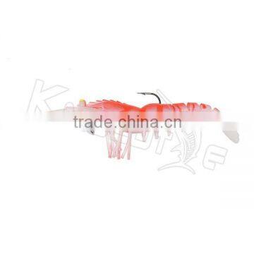 CHS007 popular TPR material soft shrimp fishing lure VMC hook lumo eyes