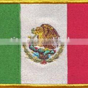 High quality Mexican flag embroidery patches design Custom Embroidered Patches