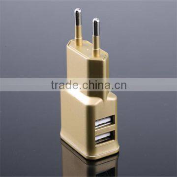 OEM US EU plug gold dual usb port real 5v 2a 10w power adapter