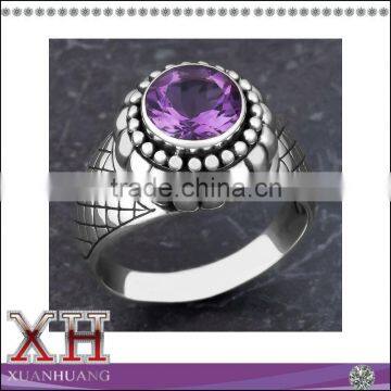 Sterling Silver Amethyst Stone Cawi Cocktail Ring Indonesia