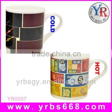 US Dollar Bone China Color Changing Sublimation Mug Ceramic Cup Promotion Items