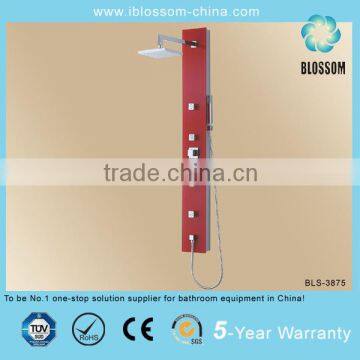 Red color backlit glass shower panel