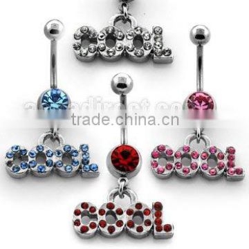 dangling "COOL" navel ring