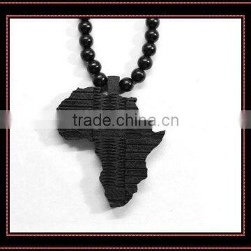 Hot!High quality black Africa map wood pendant necklace