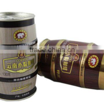 round empty tin coffee can with easy open end