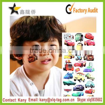 2015 cute kids cartoon tattoo sticker, waterproof car tattoo sticker