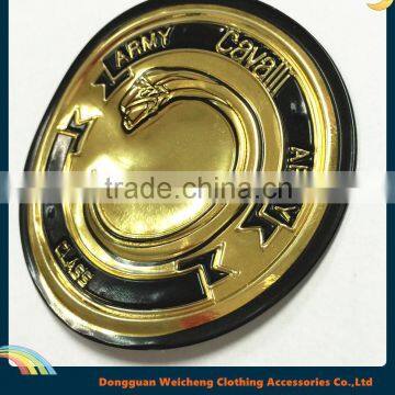 Golden plating effect PVC patch soft rubber badge for bag&garment