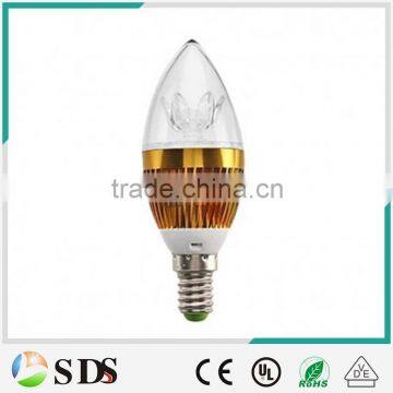 LED Candle bulb Golden 300LM high power cool white 3w e14 led candle bulb light