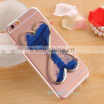 New arrival 3D Heart-Shaped quikcksand phone case, transparent Soft TPU mobilephone cover for iphone 6/6s