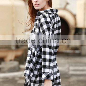 Hot Selling Fashion Women Long Sleeve Custom Plaid Shirt Wholesale Plaid Shirts Women
