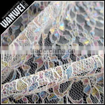 new product with colorful flowers and gold siliver yarns cheap nylon clothing lace fabric