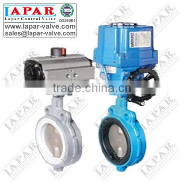 Wafer double stem type DN100/PN16 electric PTFE coated butterfly valve