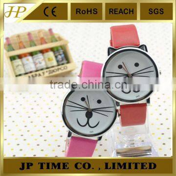 Cat watch kids animal metal cat case leather strap lovely cute watch kids