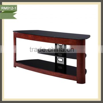 glass and aluminum oval shape tempered modern desktop tv stand