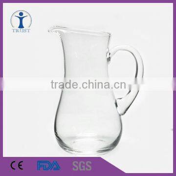 Trust wholesale custom Glassware Manufacture glass milk pitcher with handle Hand made                        
                                                Quality Choice