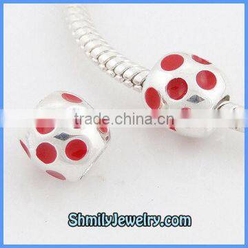 Wholesale Red Dot Silver Screw Core Fashion Enamel Charms BES42