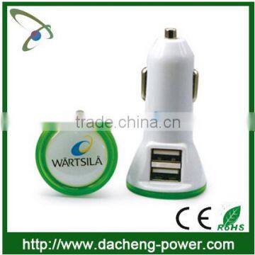 2.1A side twin car mobile charger dual usb car charger with OEM logo