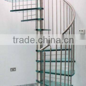 save space stainless steel tint glass spiral staircase