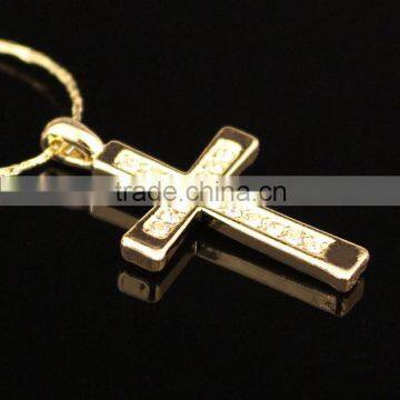 18k gold cross pendant chain necklace