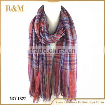 100% Ployester scarf with fringe scarf women china factory