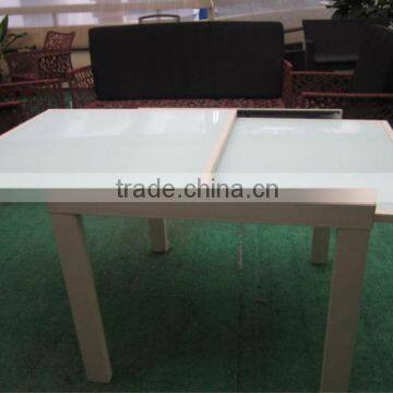 outside white table extending / restaurant glass dining table