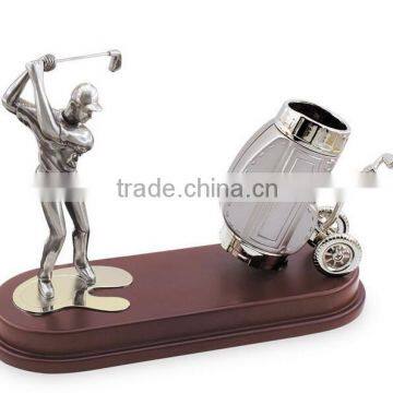 zinc alloy golf player with pen holder