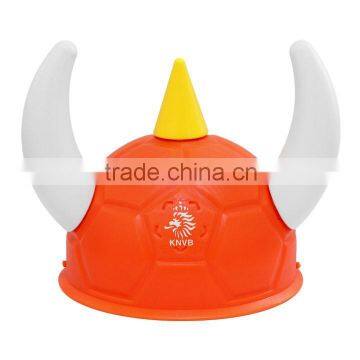 Orange Plastic Viking Football Fan Hat Wholesale with for Football Events & Parties & Carnivals