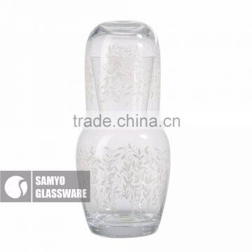 SAMYO handmade one bottle with a cup glass drinking bottle set with decal