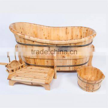 Elegant wooden tub sauna barrel bathroom mats