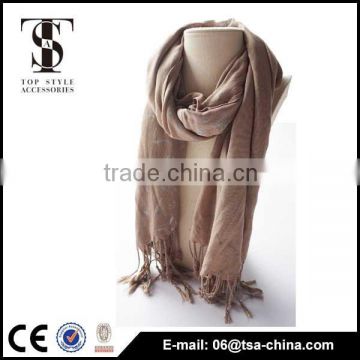 super soft 2015 Lady gilding long shawl neck coffee color 100% viscose scarf