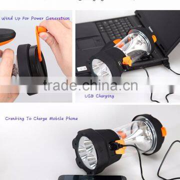 2016 Powerful Multi-modes 4 IN 1 Hand Crank High Brightness 3 LEDs Spotlight Camping Lantern photo-3