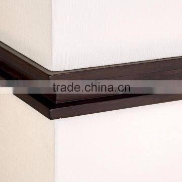 1026-5 Glass Reflector Bowl Deep Coffee Wood Accents White Linen Shades Bold Lighting Style Floor Lamp photo-4