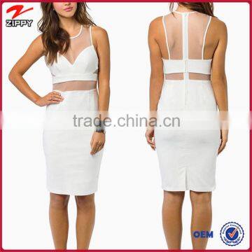 New design women midi dress sleeveless white dress high quality clothing