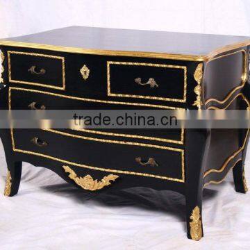 Solid Mahogany Chest of Drawers - French Livingroom Furniture - Black Painted Racoo Furniture