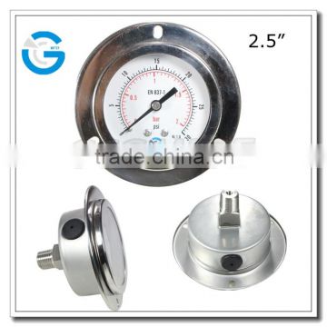 High quality stainless steel back mounting pressure meter with flange