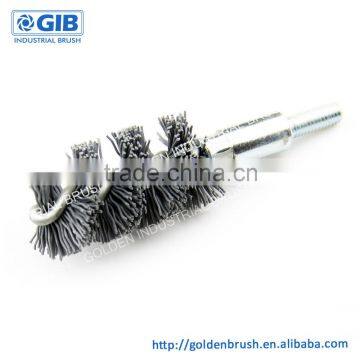 24 mm Abrasive Nylon Tube Brush with Thread M6, Galvanized Shank