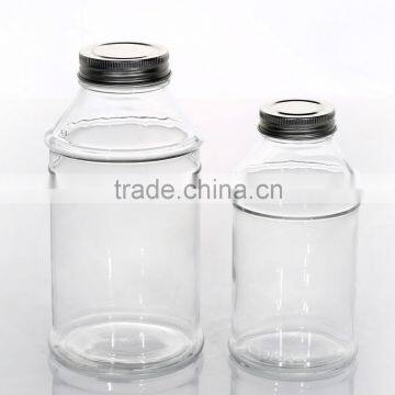 Hot Sale Unique Design Transparent Glass Bucket Bottle With Tin Lid Glass Bottle