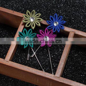 Long needle flower lapel pins for dresses