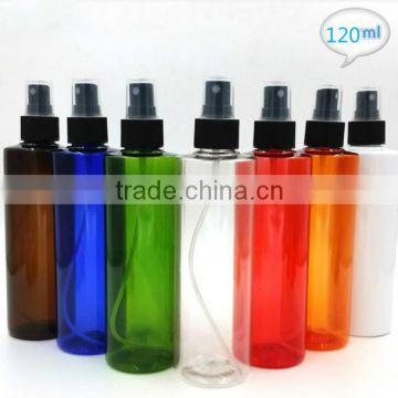 120ml flat shoulder cylinderical shape pet bottle with spray pump for toner moisturizing lotion gel water essence water