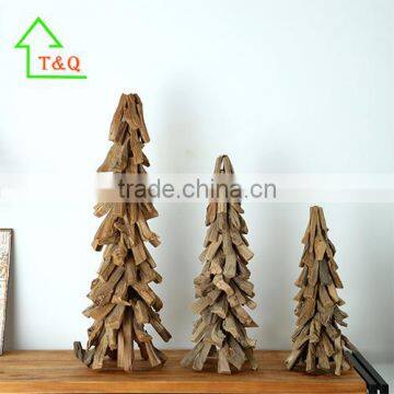 2016 Unique Cheap 3/S Artificial handmade Wooden Christmas tree, marble hand crafts