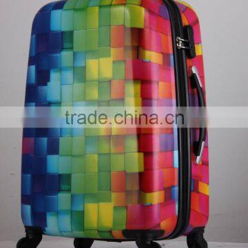 printed abs pc zipper trolley luggage suitcase set with 20"24"28"