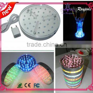 Wholesale battery operated silver vase light base 15cm round led base light for wedding/party decoration