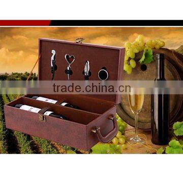 New Design Leather 2 Bottle Leather Wine Box for Gifts