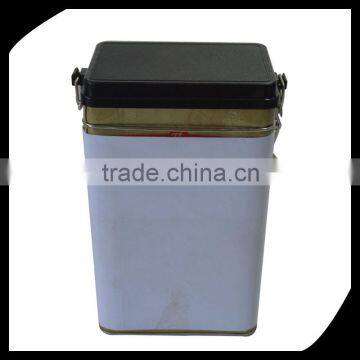 Rectangular tea tin box, Rectangular tea tin, Rectangular tin can with plastic lid
