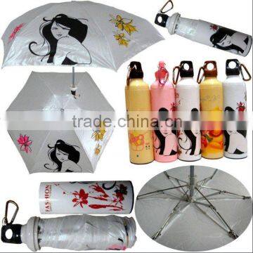 portable mini water bottle gift umbrella